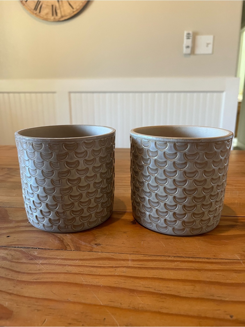 IKEA Chiafron Gray Glazed Clay Pots Set of 2